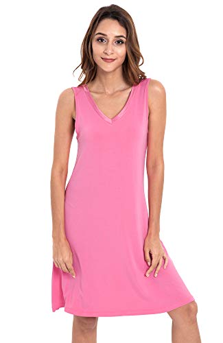 Image of GYS Cooling Bamboo Viscose Nightgowns for Women, Lightweight Sleeveless V Neck Sleep Shirt for Hot Sleepers, Soft Night dress