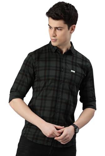 Image of Majestic Man Men Small Checkered Slim Fit Cotton Casual Shirt