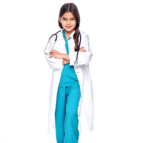 Rauoawby White Lab Coat for Kids Children's Lab Coat for Doctor Scientist & Chemistry