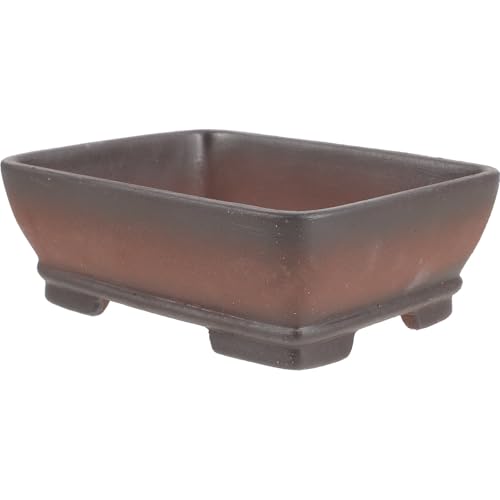 LABRIMP Maceta Rectangular de Cerámica Bandeja de Drenaje para Suculentas y Cactus, Macetero Compacto para Balcón y Escritorio Vintage en Color Púrpura
