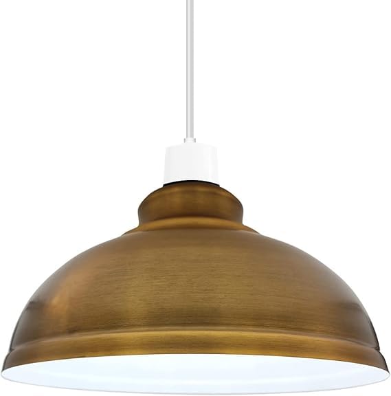 DC Voltage Industrial Pendant Light Shades, Living Room Hanging Ceiling Lights Retro Metal Esay Fit 29cm Curvy Lampshade for Restaurant (Free Reducer Plate) — image 1