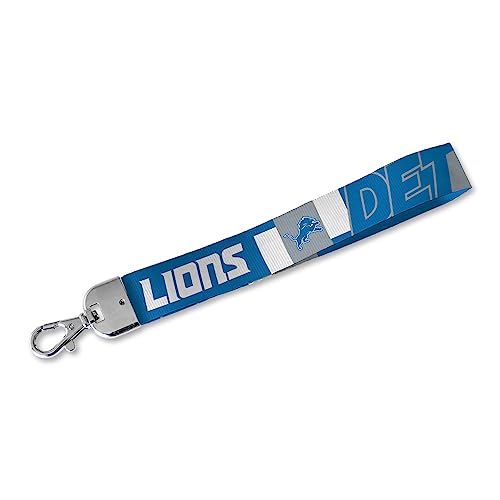 Rico Industries NFL Football Detroit Lions Standard Wrist Lanyard Key Chain Cute Wristlet Strap Keychain Holder for Women Men Car Keys ID Badges Card Wallet Phone Camera