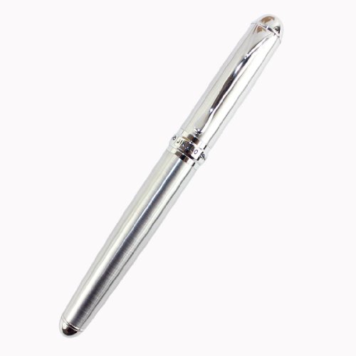 Gullor Advanced Full Silvery Mat Calligraphy Fountain Pen Jinhao X750 Broad 18Kgp Best Metal Pen - Bent Nib #TOP1
