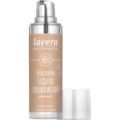 lavera Hyaluron Liquid Foundation - Warm Nude 03 - Naturkosmetik - Vegan - Seidige, leichte Textur - Frei von Mineralöl - Natürliche Hyaluronsäure & Bio-Mandelöl - 30ml