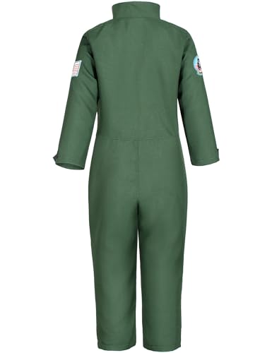Kids Fighter Pilot Costume - Air Force Flight Suit Roleplay Dress Up with Aviator Accessories for Girls Boys