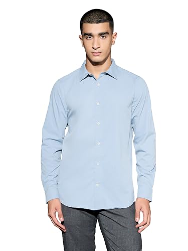 Image of TECHNOSPORT Men's Polyester Slim Fit Solid Casual Shirt with Ts Lytra