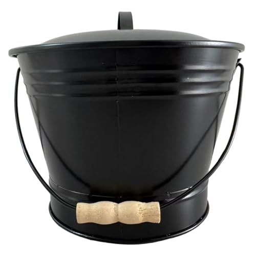 Secchio per cenere Secchio per cenere in ferro resistente al fuoco per carichi pesanti con coperchio per camino da esterno