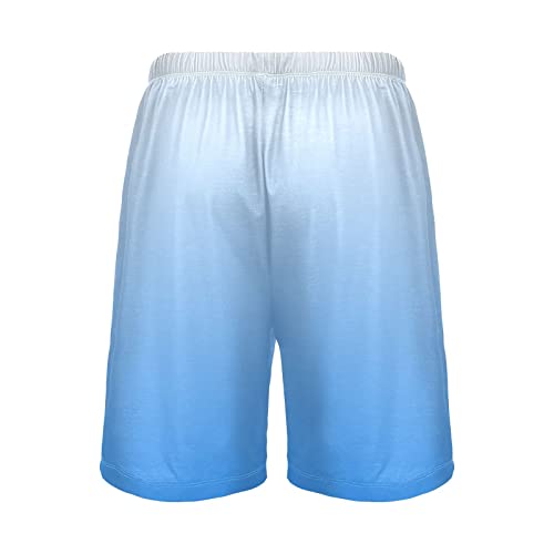 Gradient Dodger Blue Pajama Shorts for Men,Men's Pajama Bottoms,Sleepwear S2