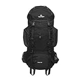Teton 55L Scout Internal Frame Backpack for Hiking, Camping, Backpacking, Travel, Rain Cover Included, Black