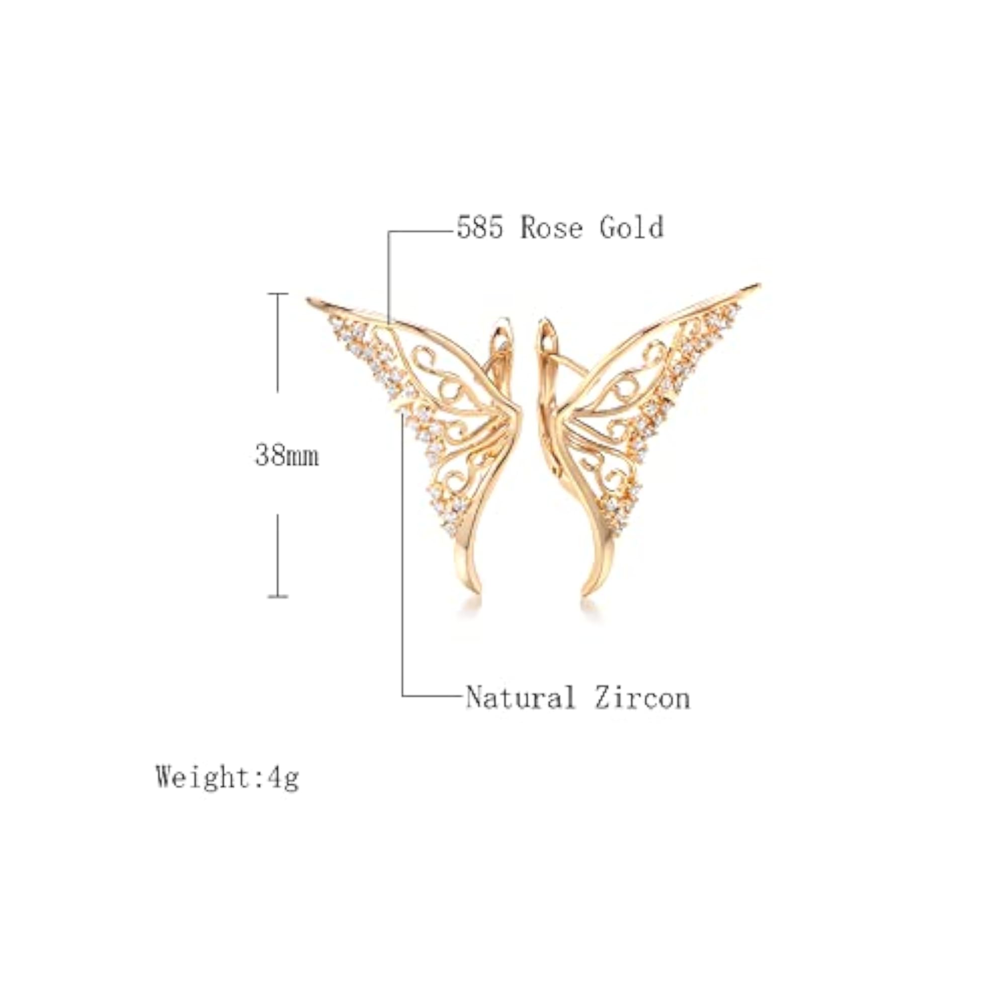 18k Rose Gold Plated Stylish Copper Zircon Earrings for Women