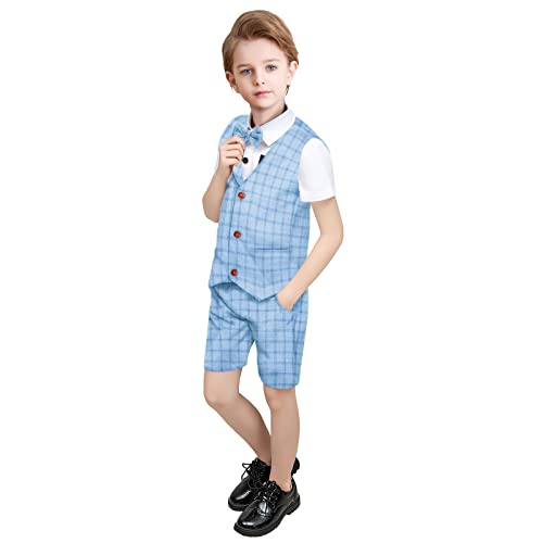 Image of Nwada Boys Suit Toddler Dress Clothes Shirt with Bow Tie, Dress Pants Sets Kids Gentleman Outfit suits