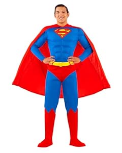 Funidelia Offizielles Superman Kostüm für Herren, enthält Overall, Umhang, Gürtel und Stiefelüberzüge, Superhelden - Outfit für Erwachsene für Partys, Karneval und Halloween - Größe L