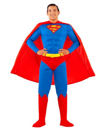 Funidelia | Disfraz de Superman para hombre Hombre de Acero, Superhéroes, DC Comics, Justice League - Disfraz para adultos y divertidos accesorios para Fiestas, Carnaval y Halloween - Talla L - Azul