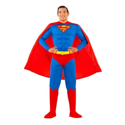 Funidelia | Disfraz de Superman para hombre Hombre de Acero, Superhéroes, DC Comics, Justice League - Disfraz para adultos y divertidos accesorios para Fiestas, Carnaval y Halloween - Talla L - Azul
