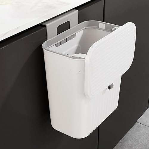 Poubelle Suspendue Cuisine avec Couvrecle, Murale pour Portes d'Armoires et Salle de Bain, 27 x 13 x 29 cm