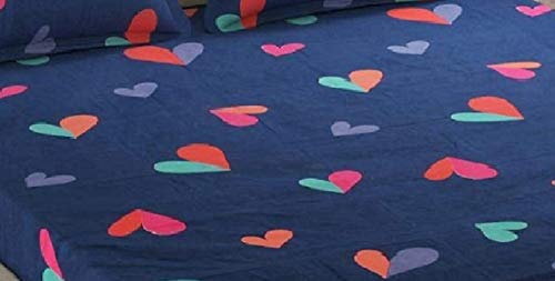 Image of Glace Cotton Elastic Fitted All Around Printed King Size Double Bed Bedsheet wih 2 Pillow Cover (72 inchx78 inch, Multicolor)