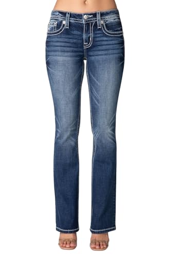 Miss Me Women's Winter Star Longhorn Mid-Rise Bootcut Jeans2