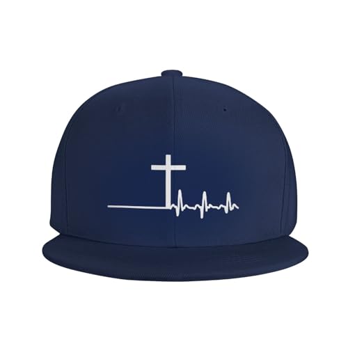Christian Cross Heartbeat Outdoor Baseball Hat Flat Hat3