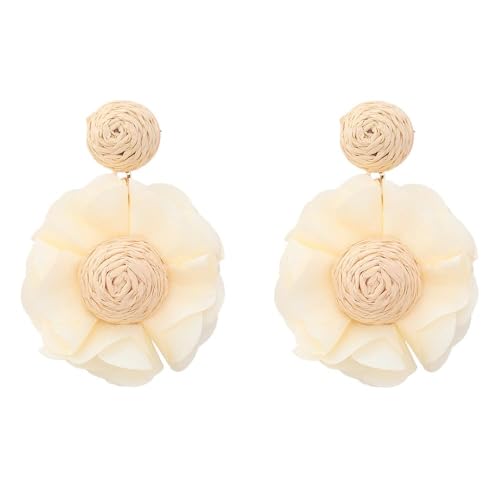 TOFBS Handgefertigte Blumen Ohrringe Stoff Ohrstecker Damen Schmuck Elegante Textil Blüten Ohrschmuck Naturstil Accessoires