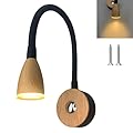 DreamAug 12v Reading Light, rv Lighting with USB Charger, Wood Grain Color, 12 Volt Flexible Gooseneck Wall Lamp(3000k-3200k)
