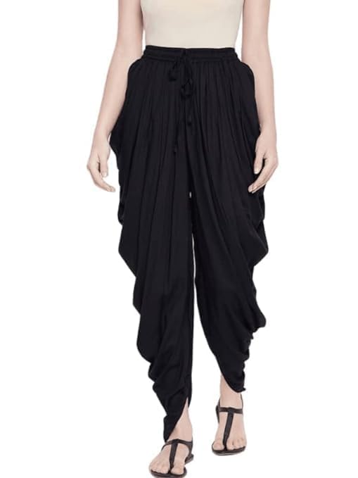 Loose Fit Rayon Dhoti Pant for Women Patiala Slawar Bottom Wear Harem Pants, Waist Free Size (26 Inch to 38 Inch)-image-7