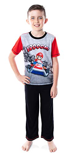 Super Mario Bros. Boys' Mario Kart VROOOM! Video Game Shirt Pants and Shorts 3 Piece Pajama Set