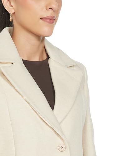Image of Qube By Fort Collins Women's Semi-Long Tweed Coat with Knitted Finish - Elegant Winter Outerwear for Casual and Formal Looks