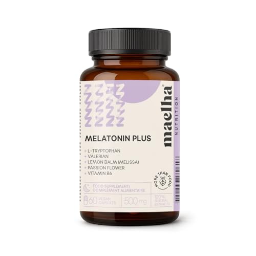Melatonina Complex con Triptófano, Valeriana, Melisa, Pasiflora| Extra fuerte |60 capsulas|100% Natural