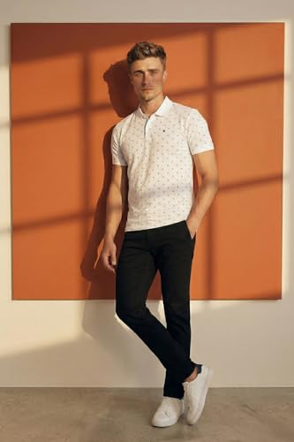 Image of Louis Philippe Men's Regular Fit Light Weight & Breathable Classic Sophisticated Texture Print Half Sleeve Cotton Polo Tshirt