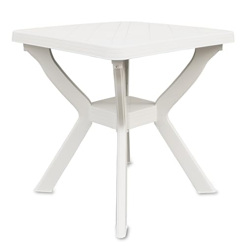 Spetebo Kunststoff Gartentisch quadratisch 70 cm - weiß - Campingtisch im...