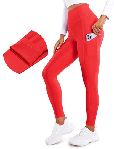 Image of CRZ YOGA Fleece Thermal Leggings Pockets 28'' | Casual, Full Length, Winter, Warm, for Women