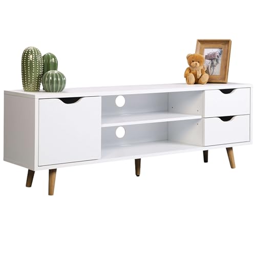 Las 8 mejores cómodas bajas ¡Comparativa y guía de compra! 64 Miroytengo Mueble de TV Fiano en Color Blanco 120x41x28 CM
