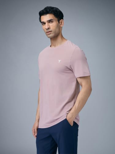 Image of TECHNOSPORT Men's Slim Fit Solid Crew Neck T-Shirt, Cotflex Quick Dry Wrinkle Resistant Polyester Sports Tee for Gym, Running, Training, Sports