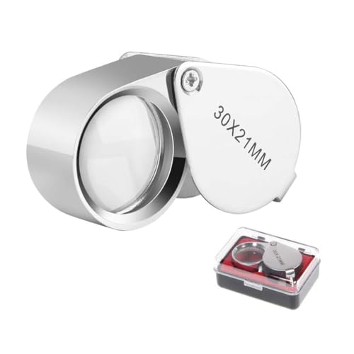 Generic Jewelers Loupe Magnifier Pocket Foldable Jewelry Eye Magnifying Glass Magnifier for Jewelers Gems Diamonds Plants Coins Stamps Antiques, Silver, NEWZ5345