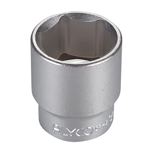 Alyco 192323 Steckschlüssel, 1/2 Zoll, Une 16507, DIN 3124, Cr-V verchromt, matt, 6-kant, 23 x 40 mm