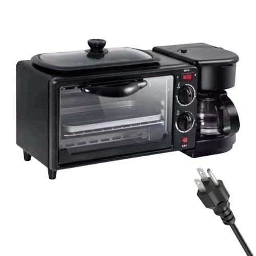 3-In-1 Breakfast Station With Coffee Maker Toaster Oven Frying Pan Versatile Breakfast Maker Breakfast Easy Oil Less And Healthy Meals Removable Nonstick Plates For Sandwiches Eggs Bacons