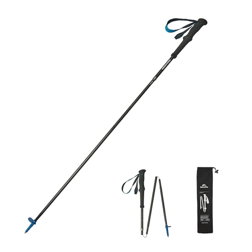 Naturehike Bastones de senderismo 3K de carbono ultraligeros, bastones de trekking telescópicos de cuatro piezas con cierre rápido ajustable para hombre y mujer, senderismo, camping, montaña (un