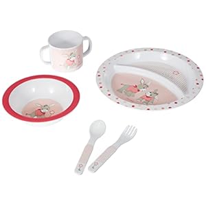 Sterntaler Geschirr-Set Emmi Girl, Teller, Schale, Löffel, Gabel, Tasse, Alter: Für Babys ab 6 Monaten, Rosa