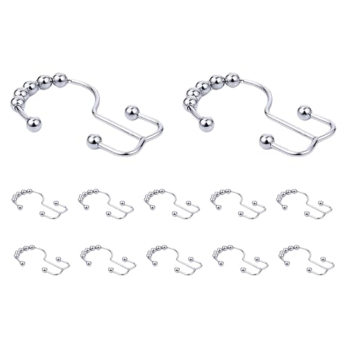 Holdes Ganchos para cortina de ducha,Ganchos para cortina de ducha de baño | Anillos de drapeado de baño Perchas de drapeado | Ganchos de barra de ducha 12X, Ganchos de baño