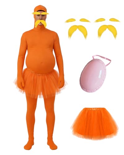 Beoaiku Halloween Costumes For Women Unisex Orange Bodysuit Dress Up Spandex Jumpsuit Body Suit Cosplay Party