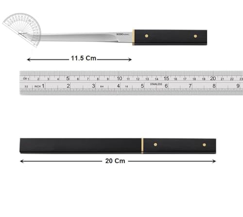 Image of Japanese-Style Utility Knife with Sheath - 8-Inch Stainless Steel Kitchen Knife, Precision Blade with Ergonomic Black Handle for Meat, Fruit & Vegetables (Pack of 1, Black)