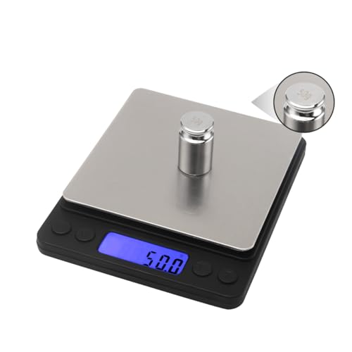 Small Digital Food Kitchen Scale, Jewelry Laboratory Measuring Scale, Black mini Pocket Type, 3000g/0.1g, Suitable for Kitchen Laboratories, etc., with Peeling Function, 2 Trays, Including Batteries. - Thumbnail 2