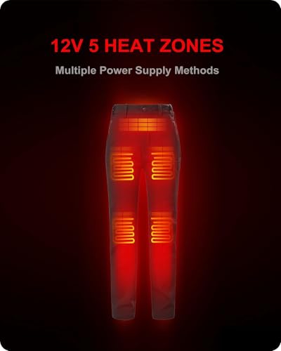 DEWBU Heated Pants for Women with 12V Battery Pack Fleece Lined Outdoor Softshell Pants Electric Heating Trousers2