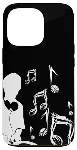 DJ con tocadiscos y partituras, drum and bass, techno Carcasa para iPhone 13 Pro