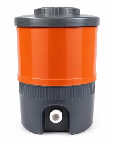 Image of Plastic Water Jug | Food Grade | Insulated Water jug Cool Chilled Water Camper jar (Grey & Orange, 15 litres)
