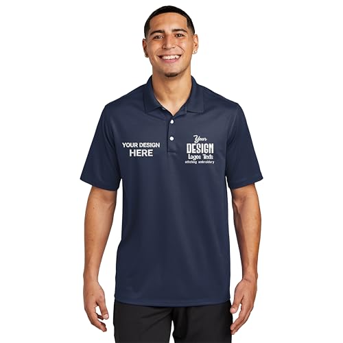 Men’s Personalized Polo Shirt with Embroidered Logo and Text, Custom Golf or Work Polo Shirt, Moisture Wicking Fabric, Breathable Material, Ideal for Business, Teams, Uniforms, Gifts
