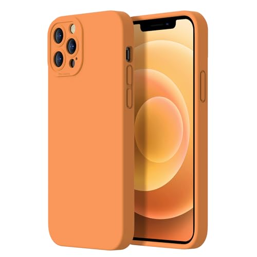 Kiresen Designed for iPhone 12 Pro Case - Upgraded Enhanced Camera Protection - Soft Microfiber Lining Inside - Liquid Silicone Shockproof Protective Phone Case 6.1" for Men Women Girls -Papaya Orange