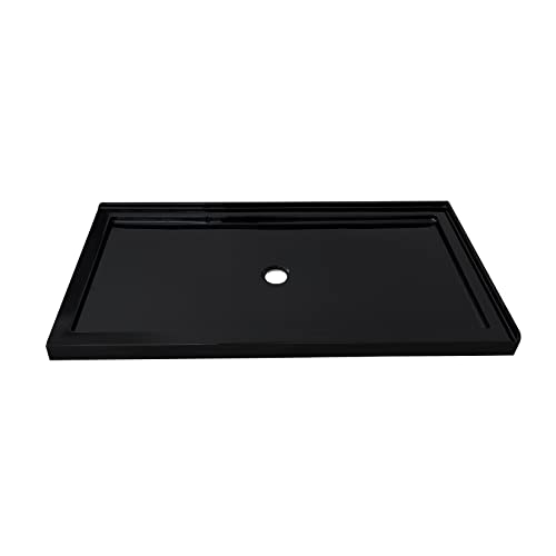 Ckb 60 X 32 Inch Center Drain Double Threshold Shower Base, Flat Surface Shower Pan, Black, Right Side #TOP18