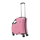 curfair Maleta de equipaje para niños, equipaje de mano para niños de 20 pulgadas con asiento para montar, material de policarbonato ligero con ruedas suaves de 360° y gran capacidad, regalo para