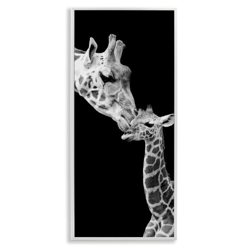 Baby Giraffe Mother Portrait, 13 x 30 Inch Framed Giclée Print